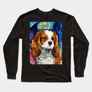 Blenheim Cavalier King Charles Spaniel Night (Portrait) Long Sleeve T-Shirt